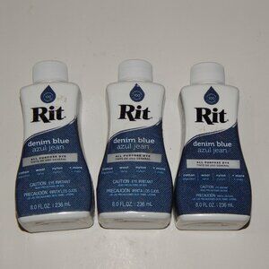 3 RIT - DENIM BLUE - Fabric Dye - 8oz Liquid For Cotton Wool Nylon